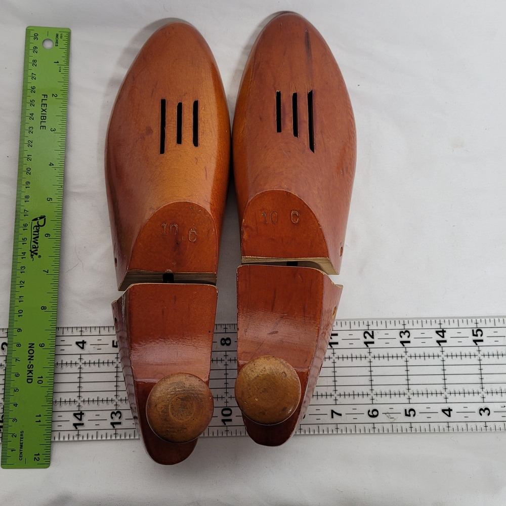 Vintage Wooden Shoe Trees Size 10 C Adjustable Split Toe Shapers Pair